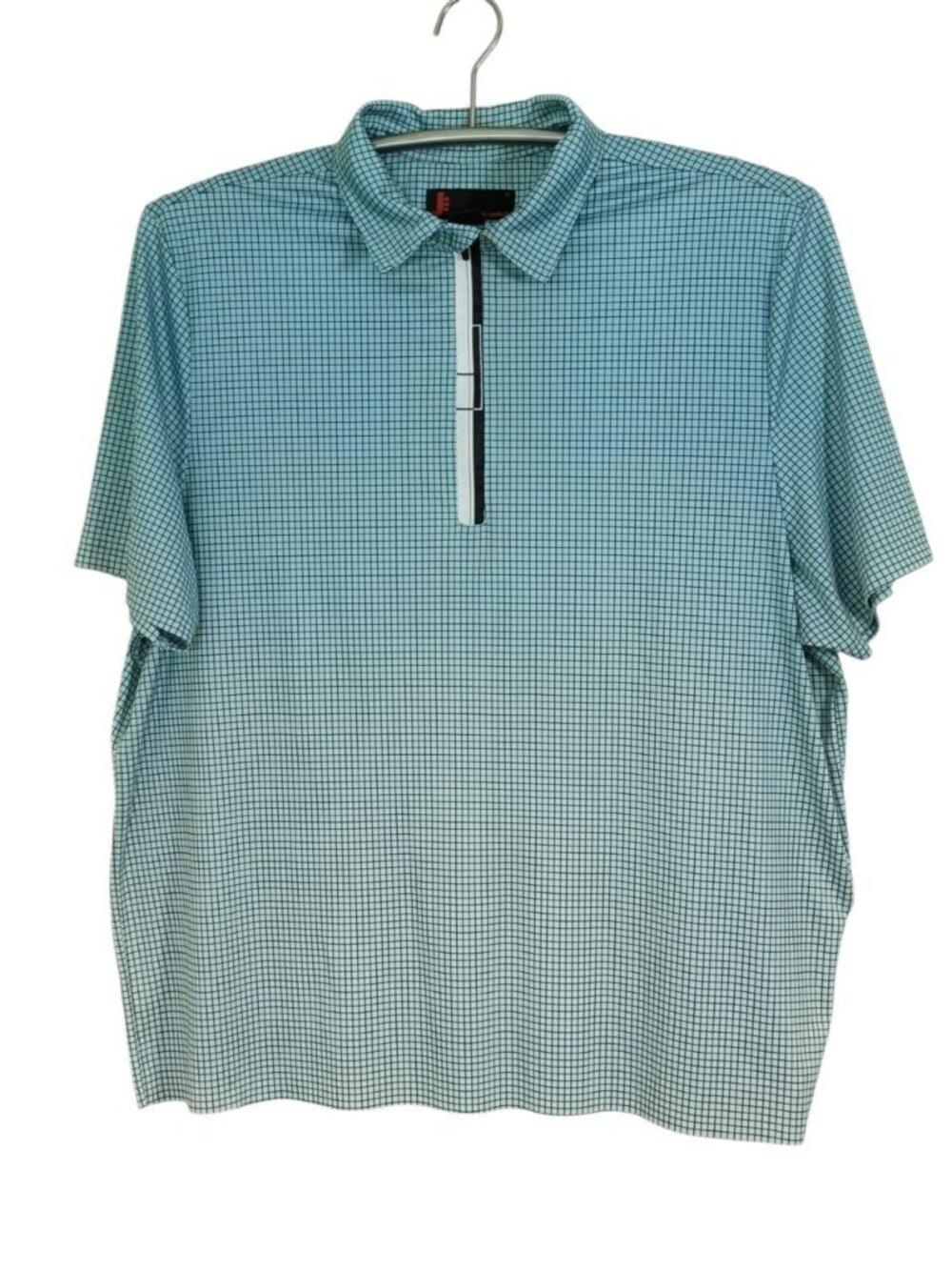 J By Jamie Sadock Mens Golf Sunsense Polo Shirt XL Teal Checks Quarter Zip Prep